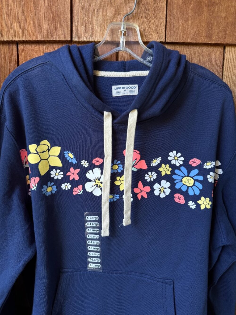 Life Is Good Spring Wildflower Stripe Simply True Fleece Hoodie Women's X-Large - Picture 2 of 10